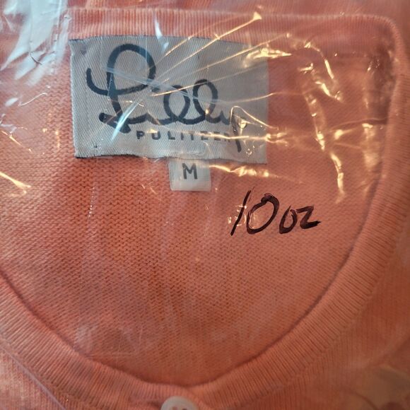 Vintage Lilly Pulitzer Cotton Cardigan Sweater Womens Medium Peach Orange Preppy - Picture 9 of 9